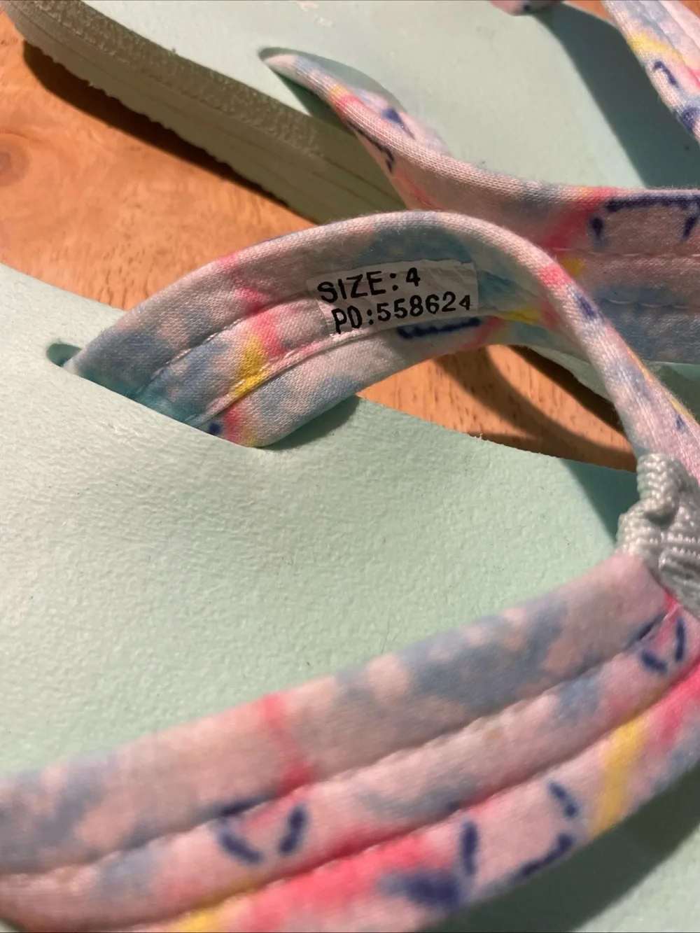 Cupcake Couture Kids' Mint Flip Flop Sandals with Pastel Tie-Dye Straps